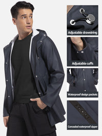 Men's Rain Jacket with Hooded Long Raincoat