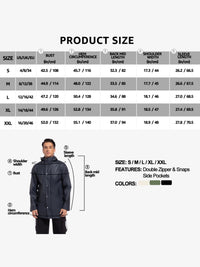 Men's Rain Jacket with Hooded Long Raincoat