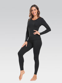 Women's Thermal Underwear Long Johns Base Layer Set Scoop Neck