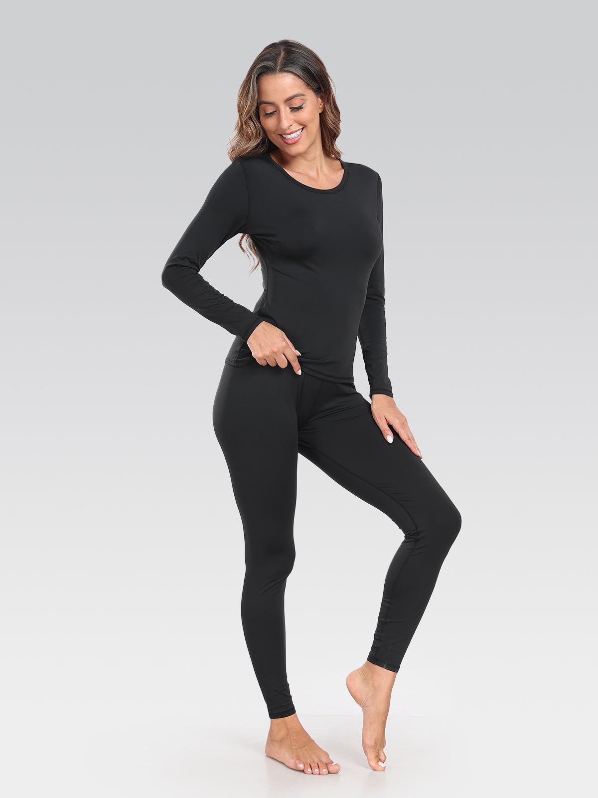 Women's Thermal Underwear Long Johns Base Layer Set Scoop Neck