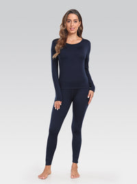 Women's Thermal Underwear Long Johns Base Layer Set Scoop Neck