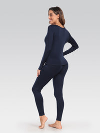 Women's Thermal Underwear Long Johns Base Layer Set Scoop Neck