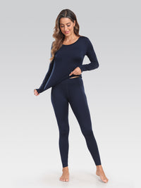 Women's Thermal Underwear Long Johns Base Layer Set Scoop Neck