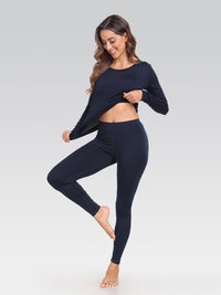 Women's Thermal Underwear Long Johns Base Layer Set Scoop Neck