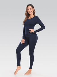 Women's Thermal Underwear Long Johns Base Layer Set Scoop Neck