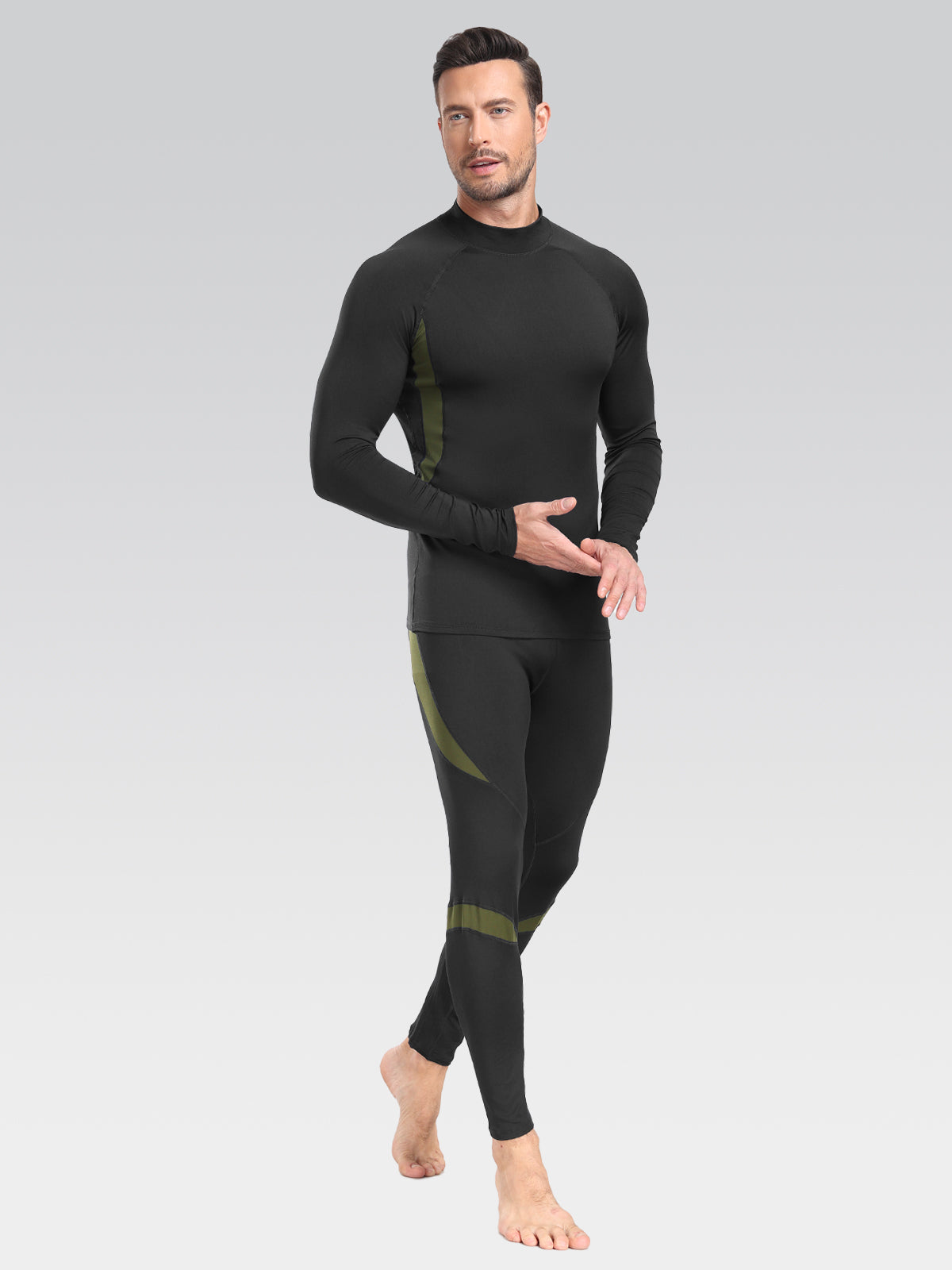 Men's Thermal Underwear Set Mock Turtleneck