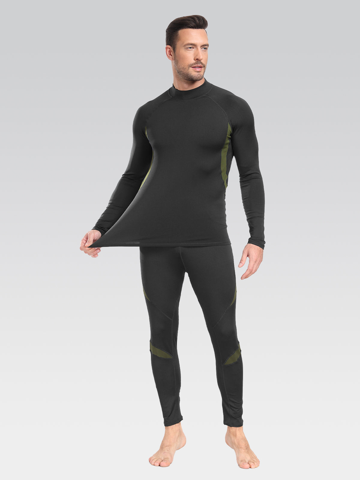 Men's Thermal Underwear Set Mock Turtleneck