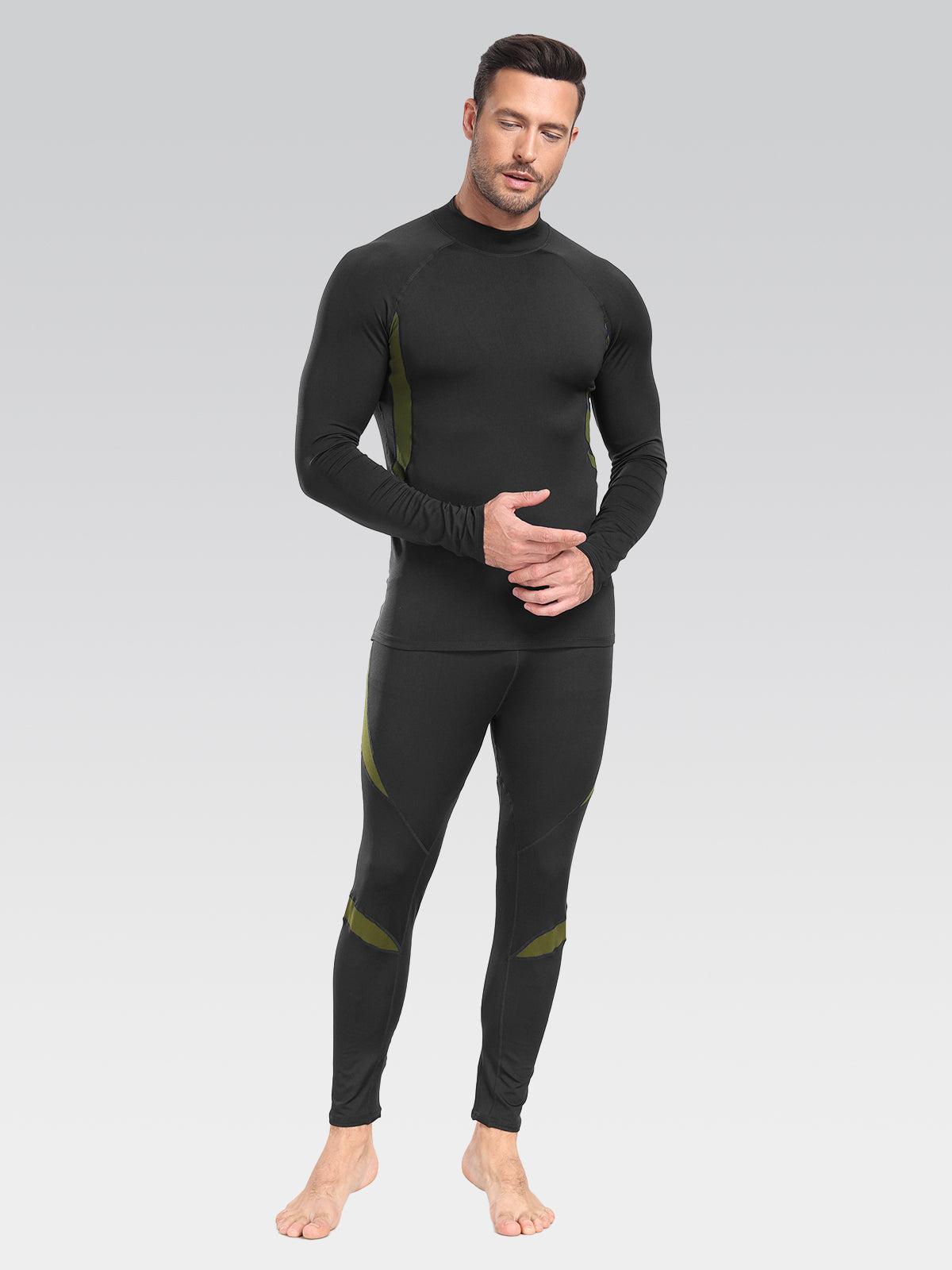 Men's Thermal Underwear Set Mock Turtleneck