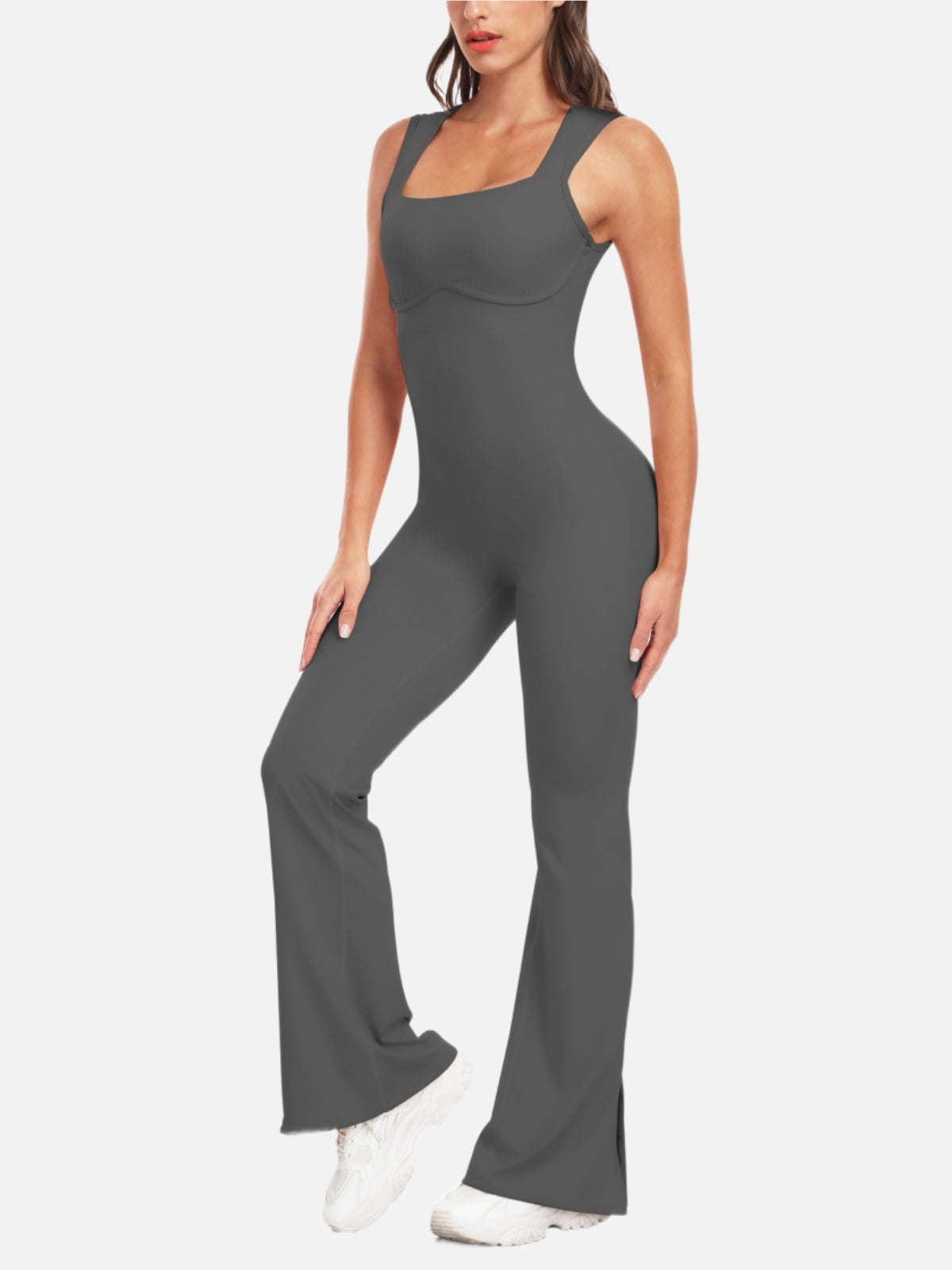 Workout Flare Jumpsuit for Women Sleeveless Romper