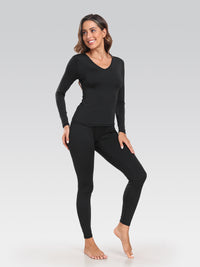 Women's Thermal Underwear Long Johns Base Layer Set V Neck